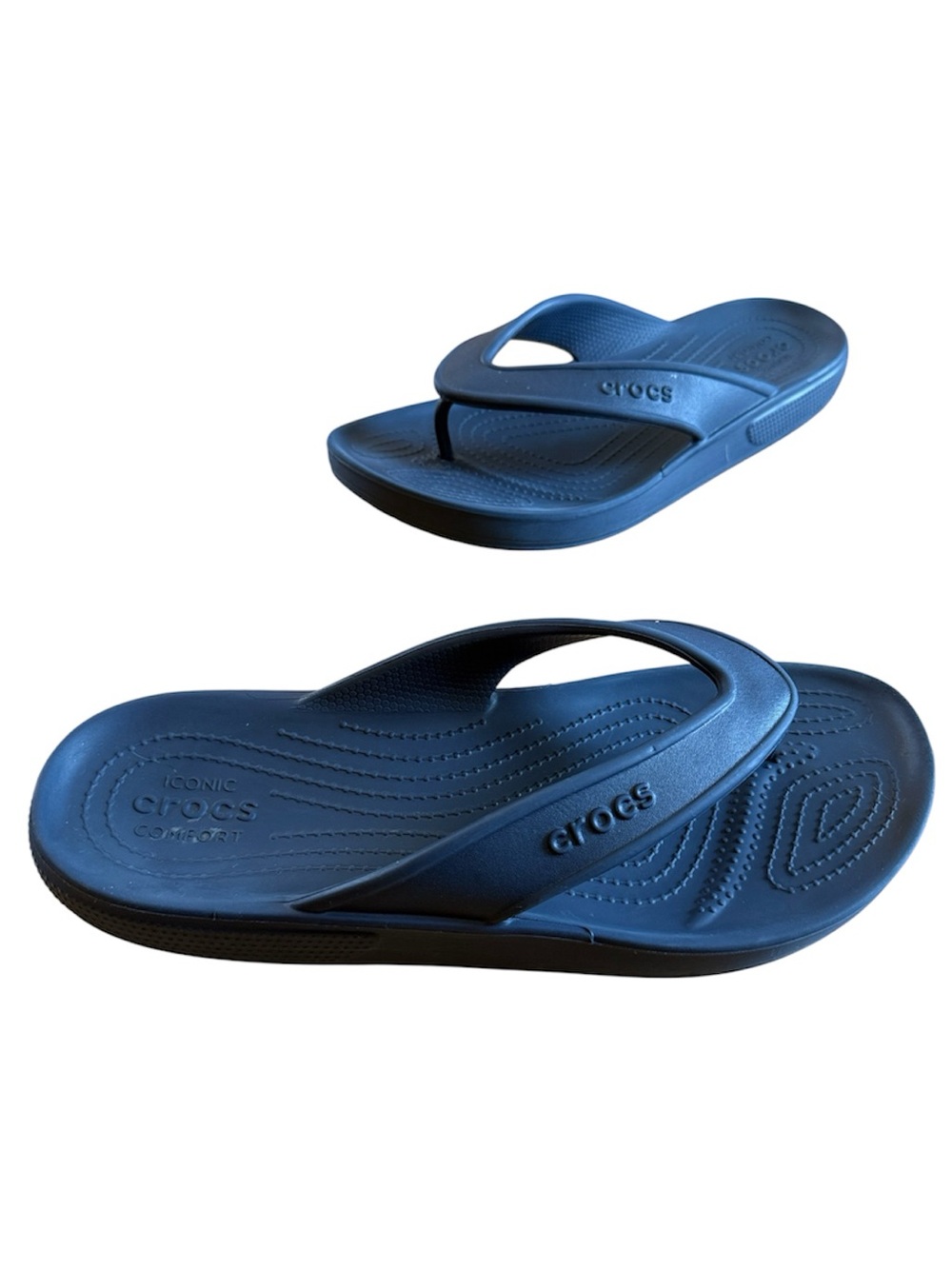 CROCS MENS & WOMENS UNISEX BAYA II FLIP NAVY SANDALS CUSHION BEACH M: 10 W: 12
